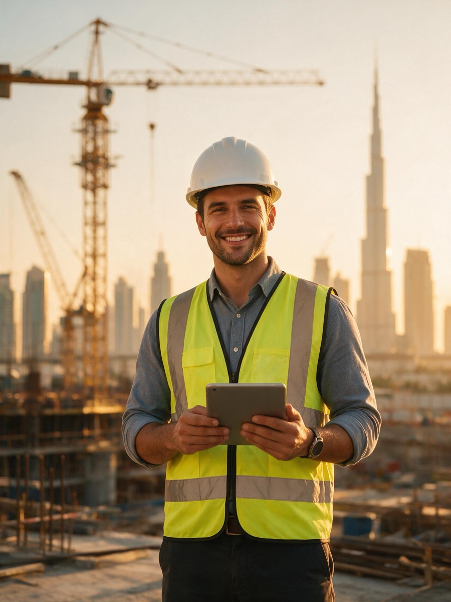 Civil engineer on a UAE construction site